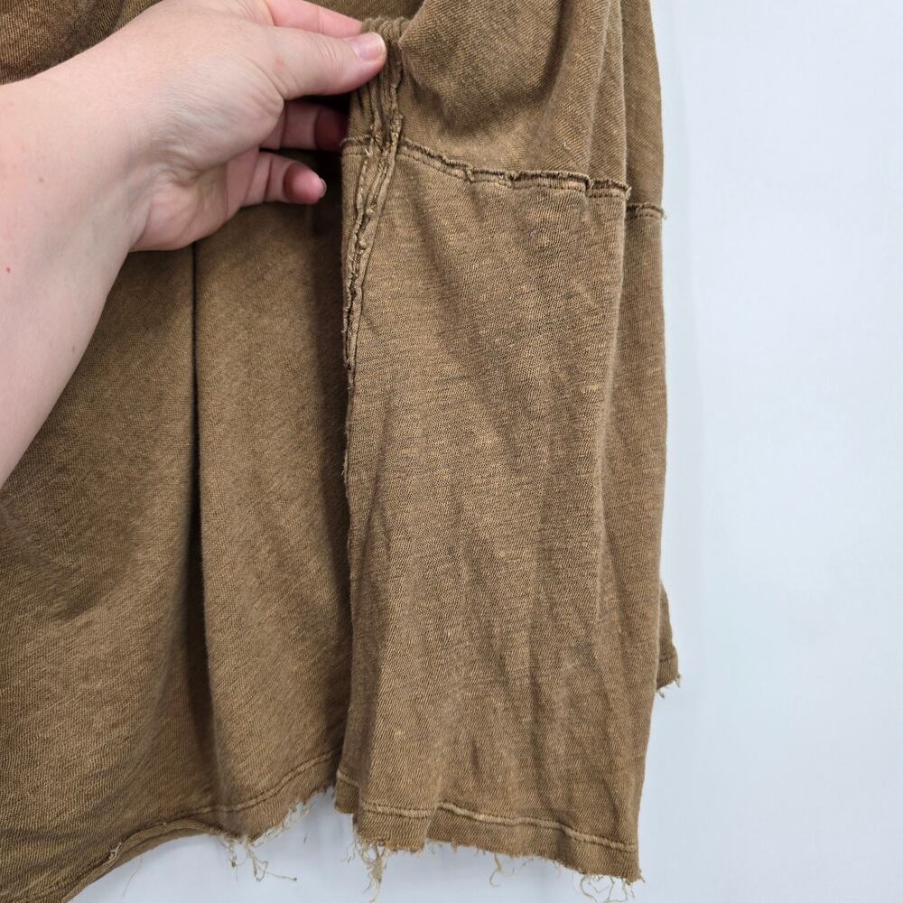 We The Free Women's Linen Blend Cowl Drape Neck Boxy Oversized Top Brown XL - Picture 8 of 11